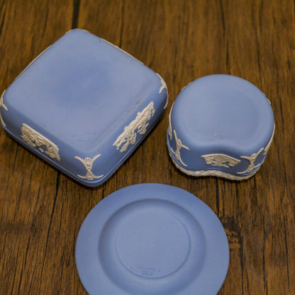 Vintage Wedgewood Blue Jasperware Trinket Lot | Jewelry Boxes and Ashtray