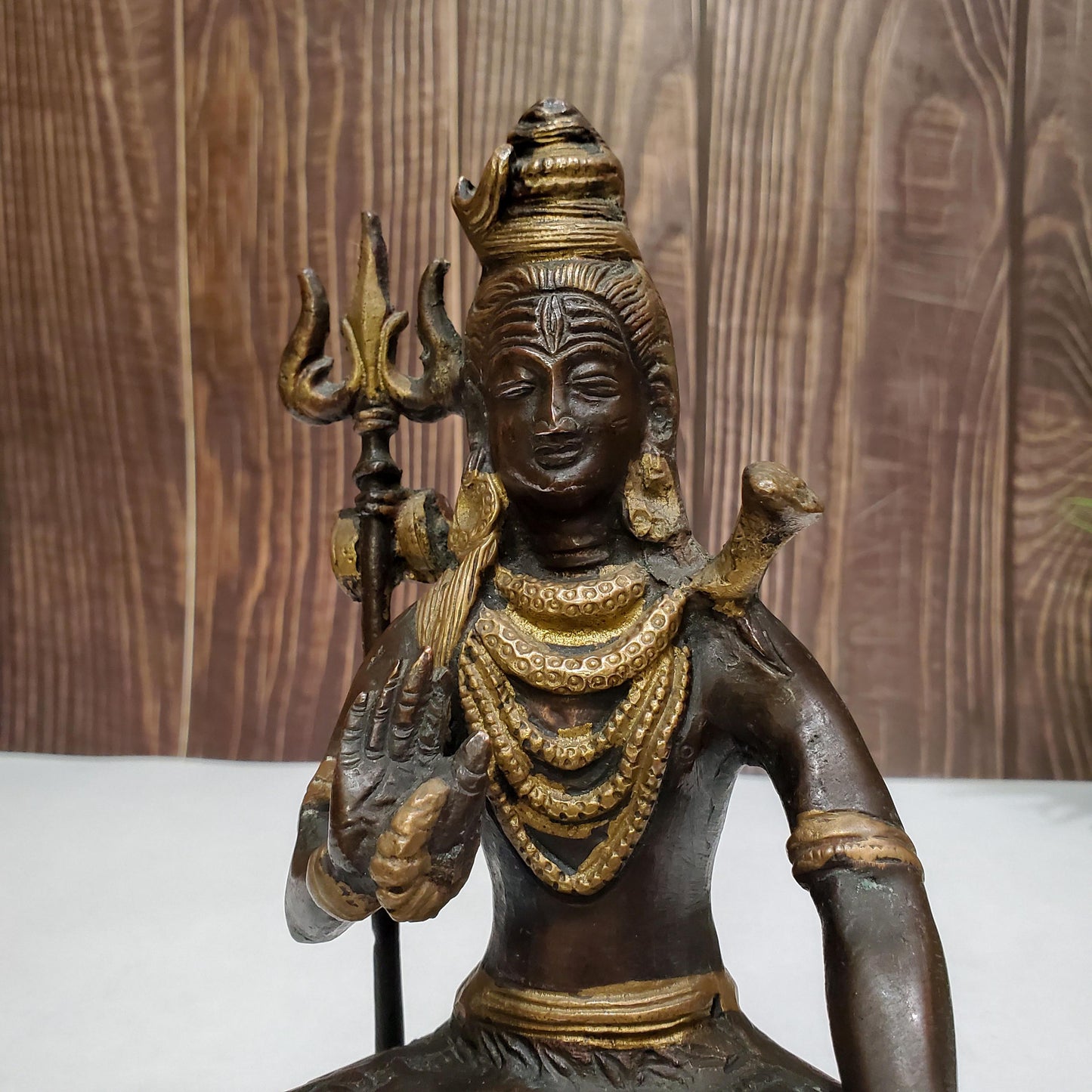 Vintage Shiva Statue | Hindu God Brass Handmade Deity Sculpture  - 7.5"