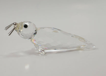 Vintage Retired Crystal Swarovski Sea Lion Seal Figurine - 4" Long