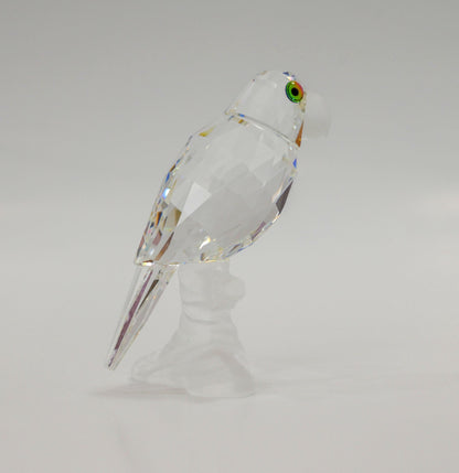 Vintage Retired Crystal Swarovski "Up In The Trees" Parrot Figurine - 2.5" Tall