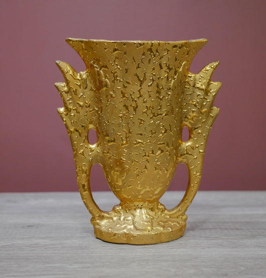 Vintage Weeping Gold Porcelain Stamped Vase   - Home Decoration Gift -  8.5" Tall