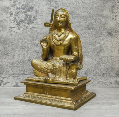 Vintage Brass Adi Shankaracharya Vedanta Philosophy Guru Statue Idol  - 8.5" Tall