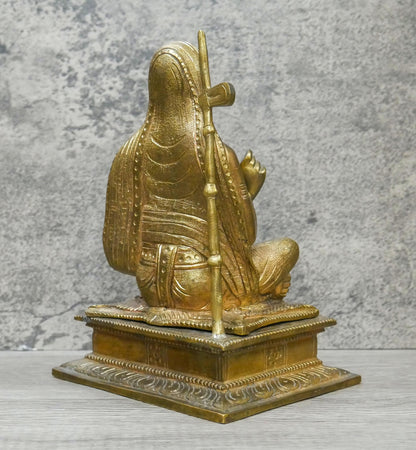 Vintage Brass Adi Shankaracharya Vedanta Philosophy Guru Statue Idol  - 8.5" Tall