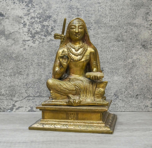 Vintage Brass Adi Shankaracharya Vedanta Philosophy Guru Statue Idol  - 8.5" Tall