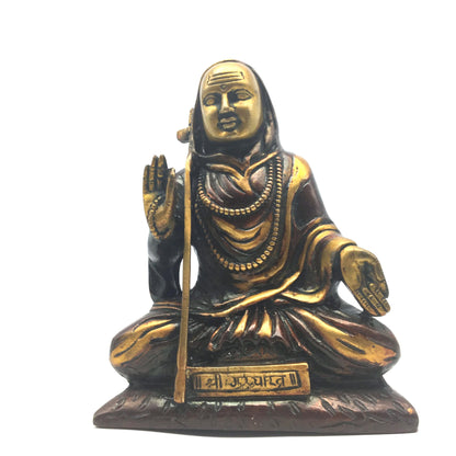 Vintage Brass Adi Shankaracharya Advaita Vedanta Guru Statue Idol  - 7.5" Tall