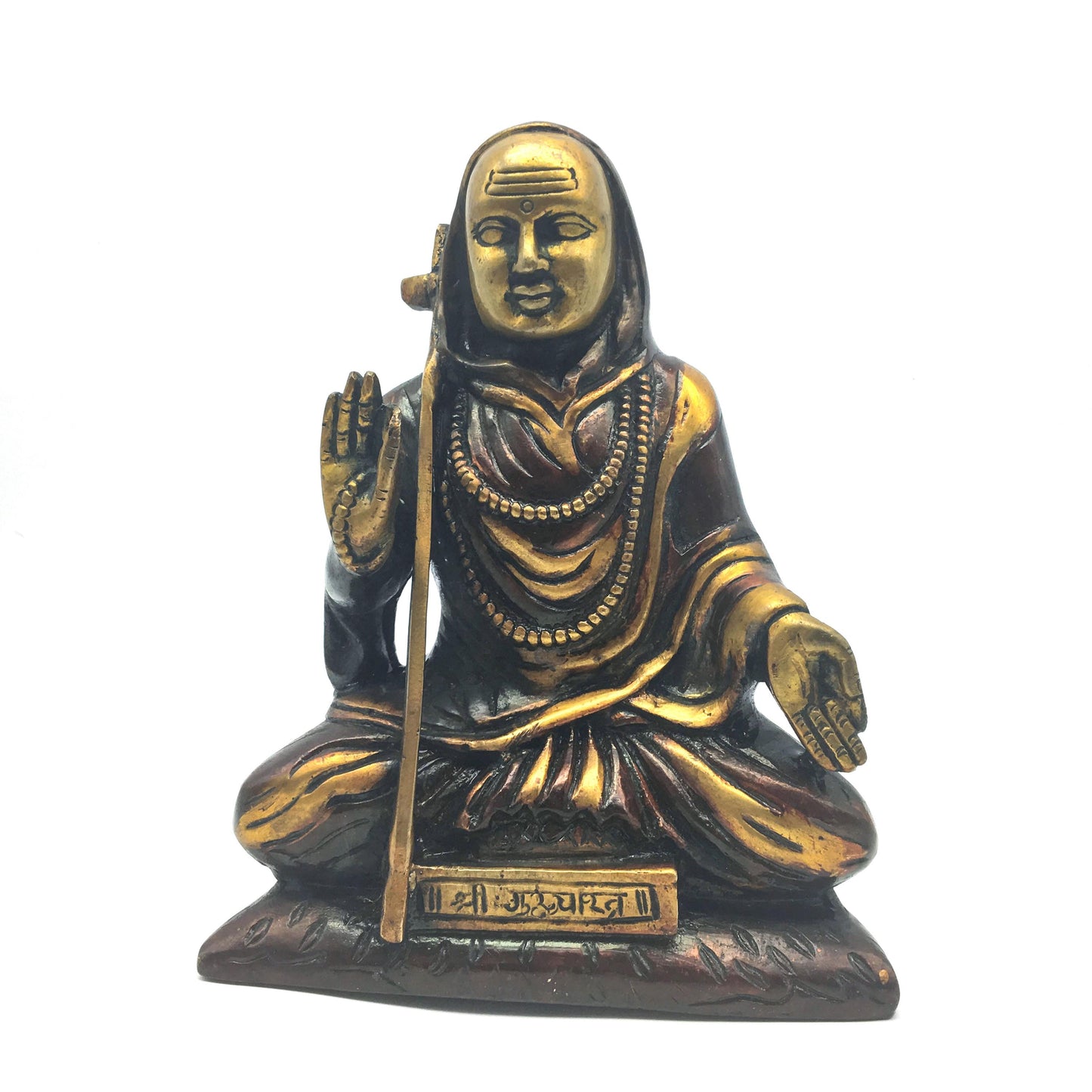 Vintage Brass Adi Shankaracharya Advaita Vedanta Guru Statue Idol  - 7.5" Tall