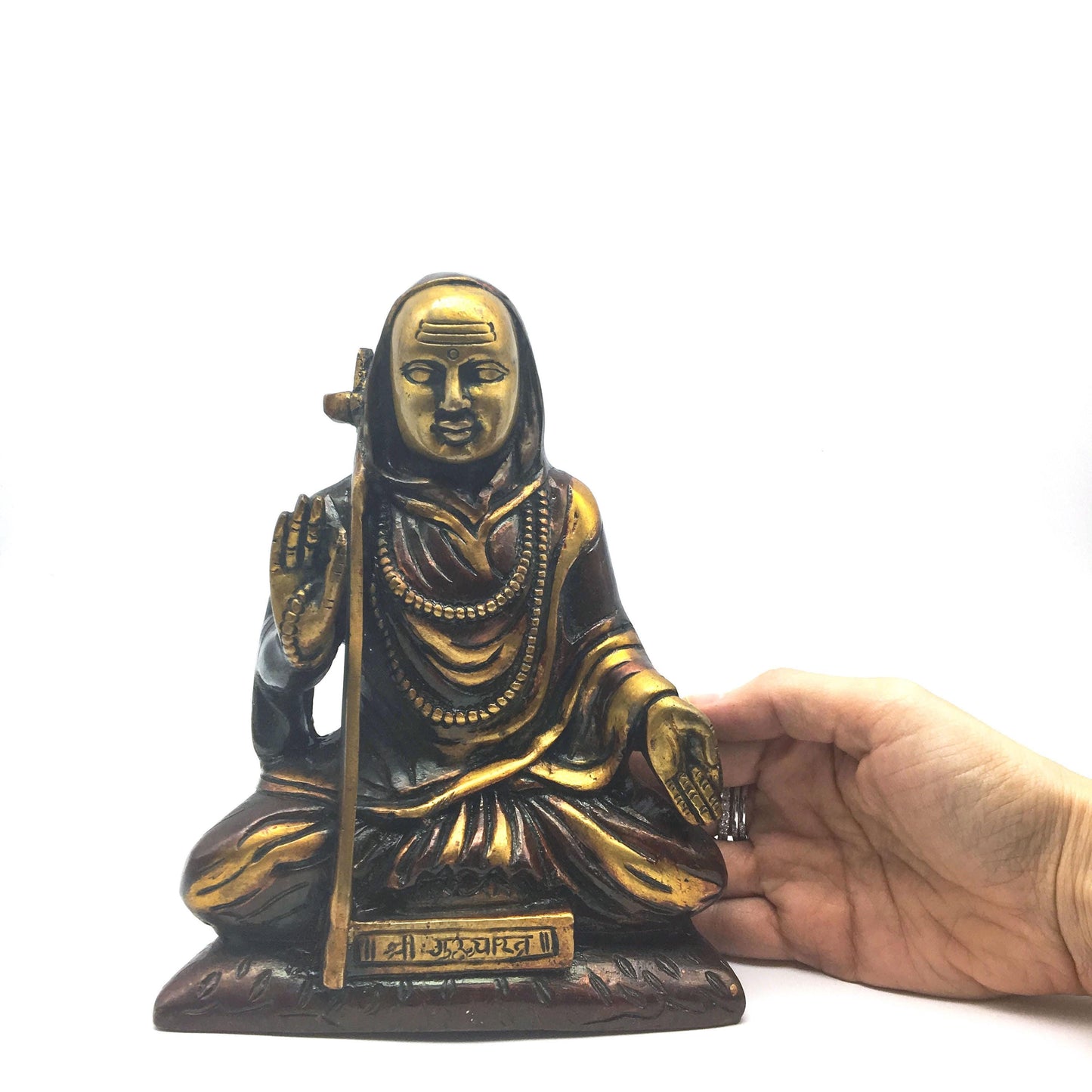 Vintage Brass Adi Shankaracharya Advaita Vedanta Guru Statue Idol  - 7.5" Tall