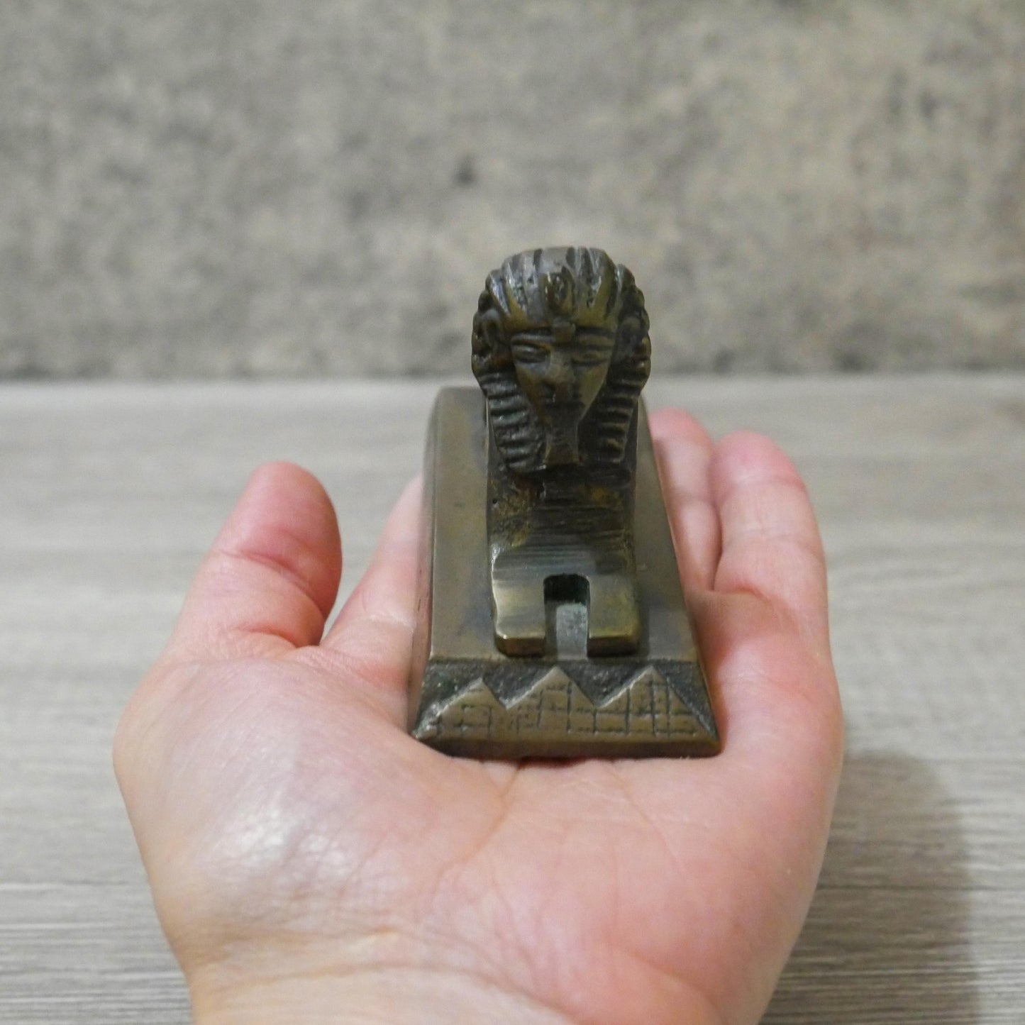 Vintage Collectible Egyptian Great Sphinx Brass Paperweight 4" Long