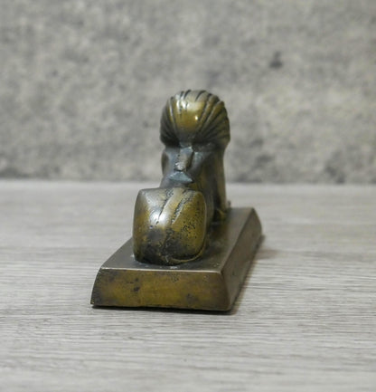 Vintage Collectible Egyptian Great Sphinx Brass Paperweight 4" Long