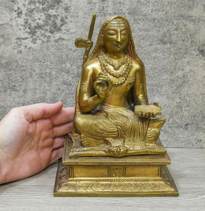 Vintage Brass Adi Shankaracharya Vedanta Philosophy Guru Statue Idol  - 8.5" Tall