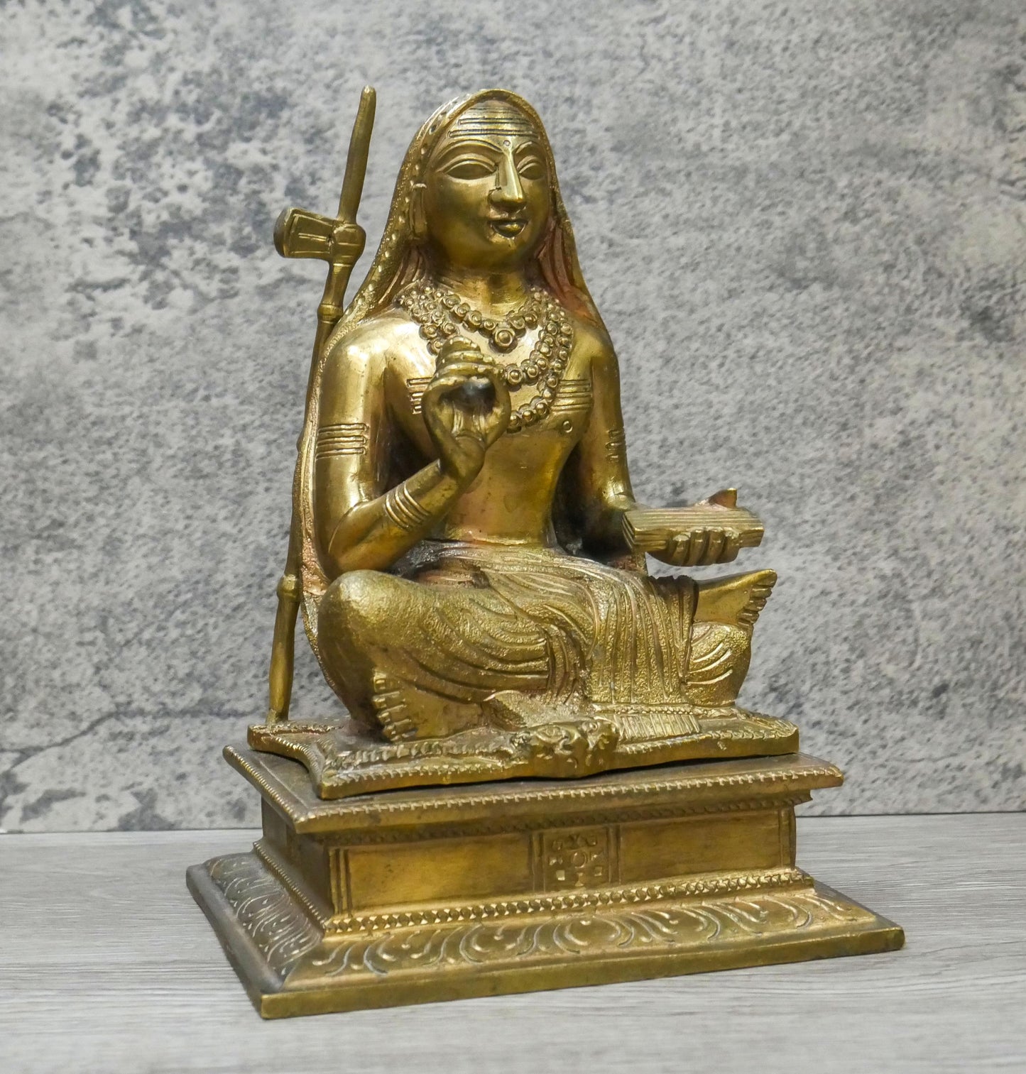 Vintage Brass Adi Shankaracharya Vedanta Philosophy Guru Statue Idol  - 8.5" Tall