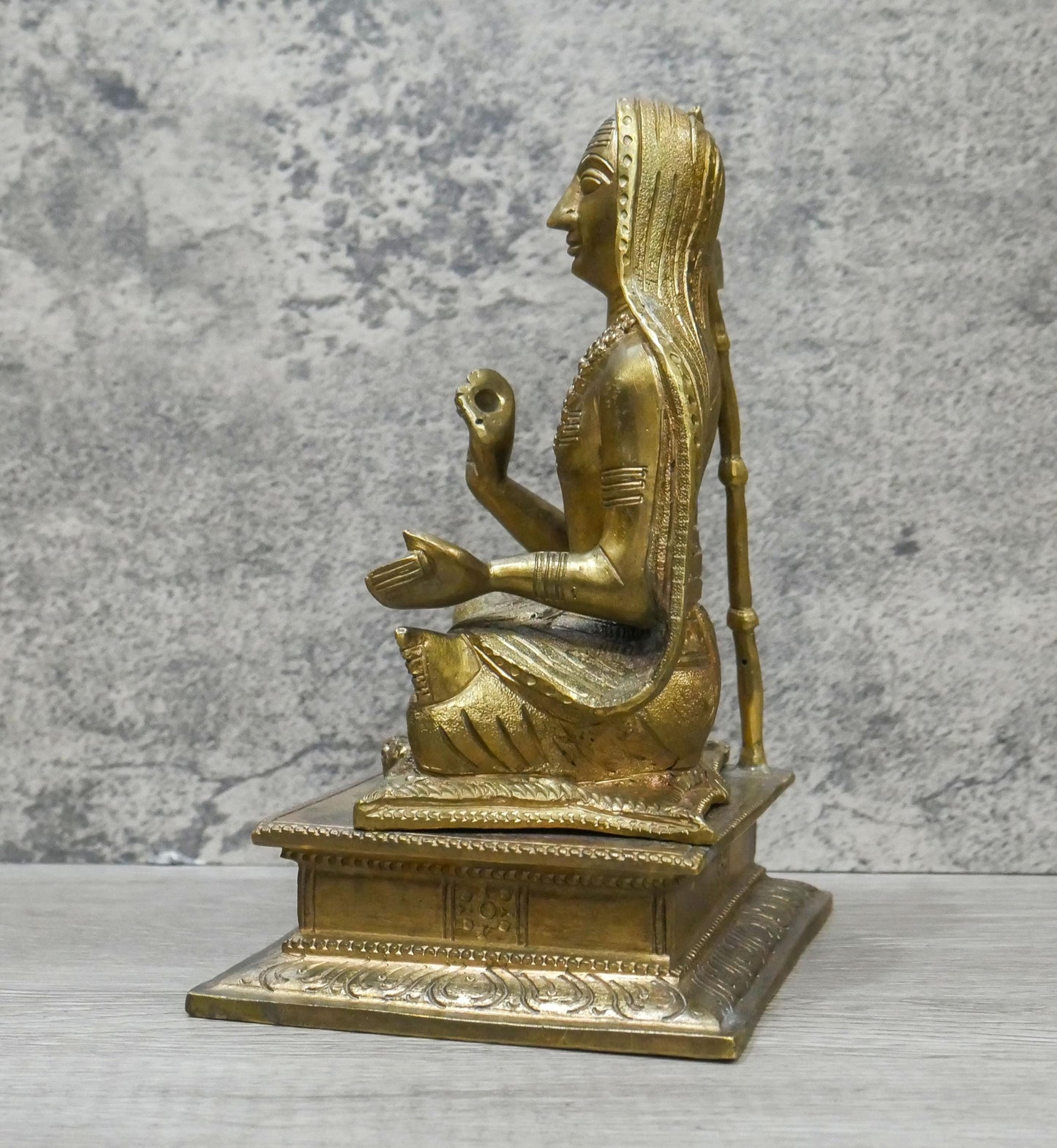 Vintage Brass Adi Shankaracharya Vedanta Philosophy Guru Statue Idol  - 8.5" Tall