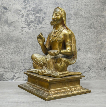 Vintage Brass Adi Shankaracharya Vedanta Philosophy Guru Statue Idol  - 8.5" Tall