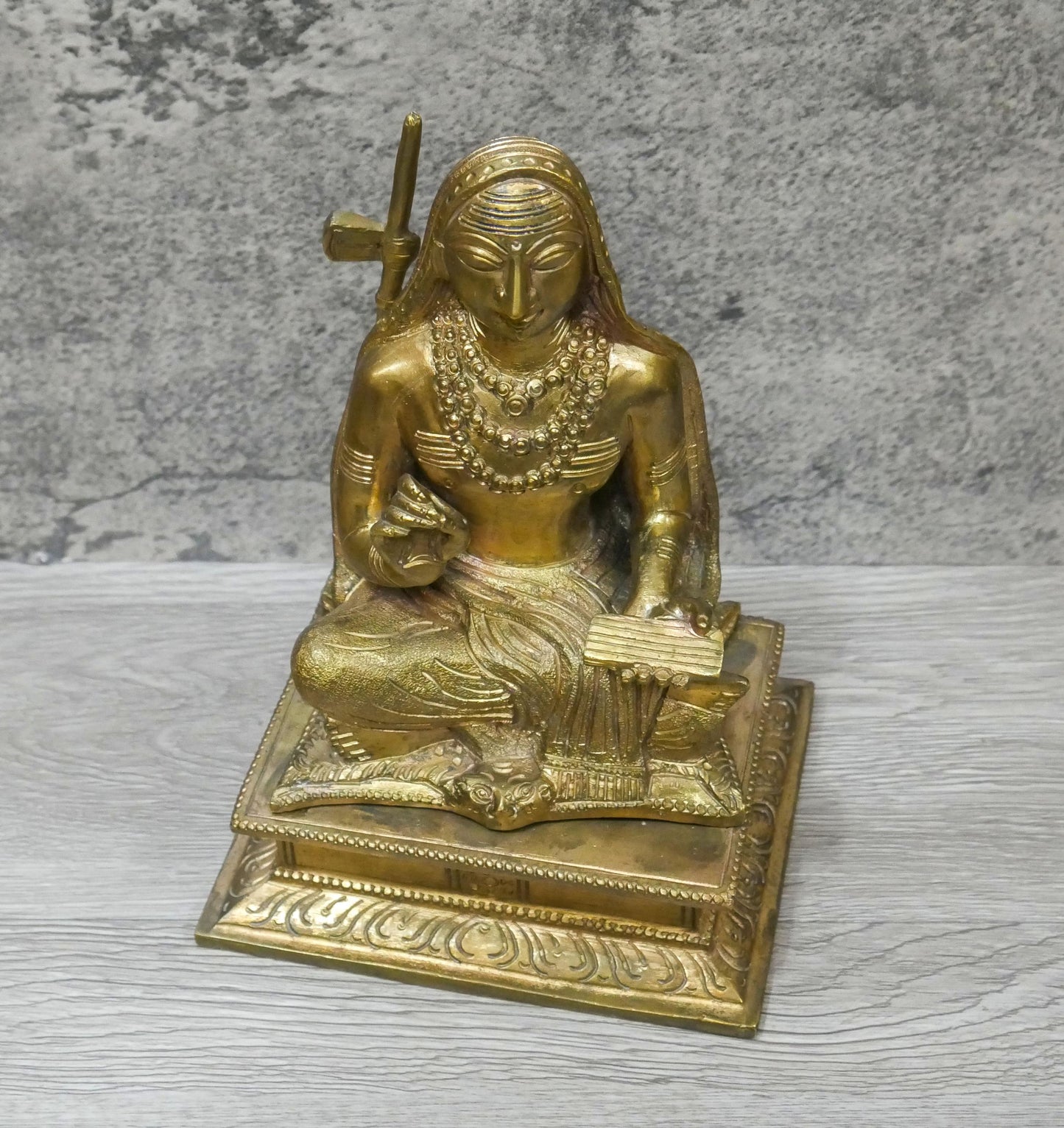 Vintage Brass Adi Shankaracharya Vedanta Philosophy Guru Statue Idol  - 8.5" Tall