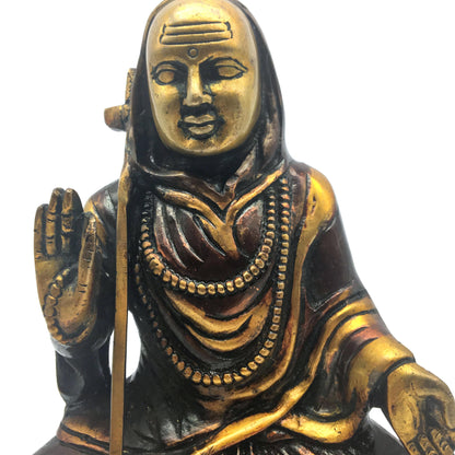 Vintage Brass Adi Shankaracharya Advaita Vedanta Guru Statue Idol  - 7.5" Tall