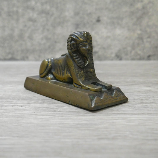 Vintage Collectible Egyptian Great Sphinx Brass Paperweight 4" Long