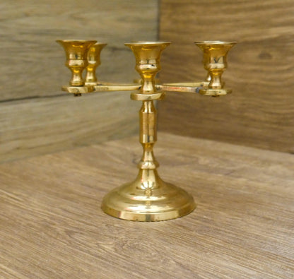 Vintage Brass Mini Candelabra Candleholder Holds 7 Small Candles  - 4.75" Tall