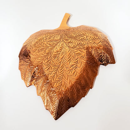 Vintage Copper Maple Leaf Plate Candy Dish Table Centerpiece - 9" Long