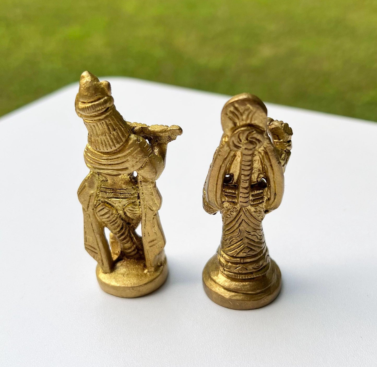 Vintage Miniature Brass Travel Krishna & Radha Statue Set – Hindu God Goddess