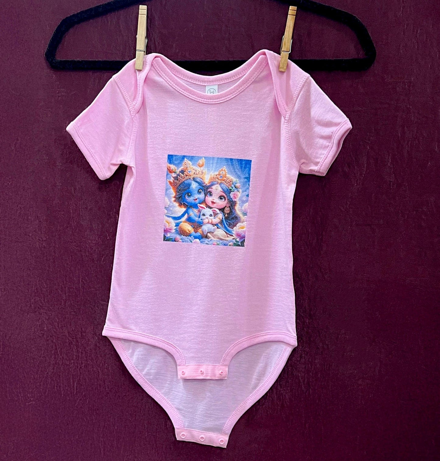 Sri Radha Krishna Baby Bodysuit | Custom Devotional Coming Home Outfit Gift