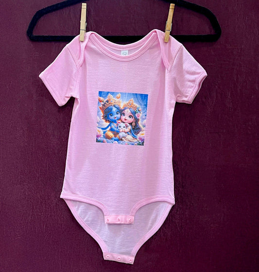 Sri Radha Krishna Baby Bodysuit | Custom Devotional Coming Home Outfit Gift