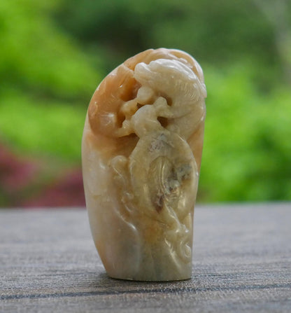 Vintage Chinese Carved Dragons Sculpture | Scholar’s Stone Carving | Asian Art Collectible