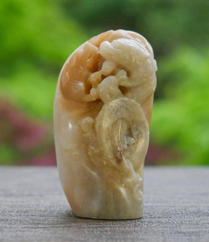 Vintage Chinese Carved Dragons Sculpture | Scholar’s Stone Carving | Asian Art Collectible