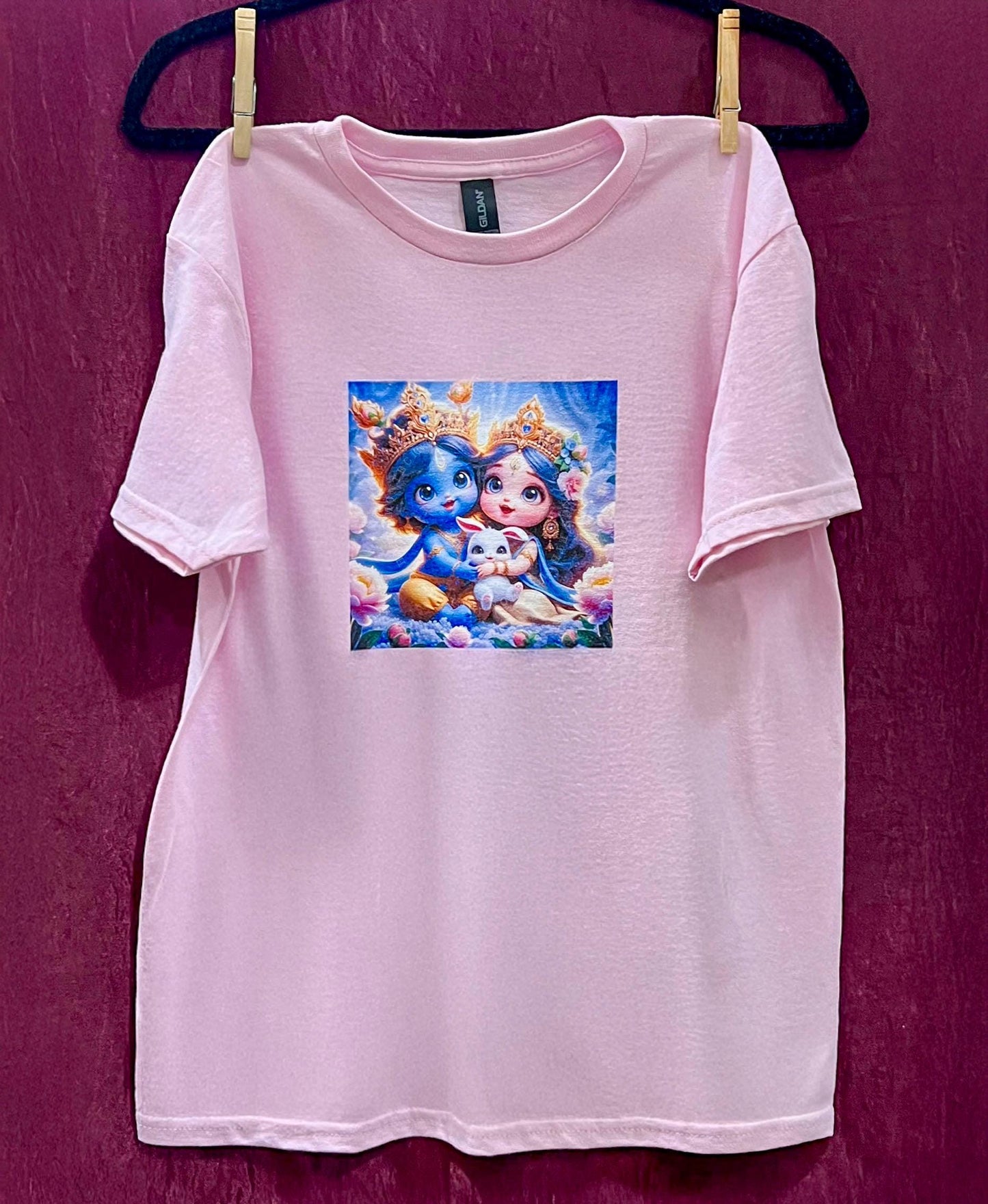 Kids T-Shirt Adorable Custom Radha-Krishna Devotional Gift - Size Medium