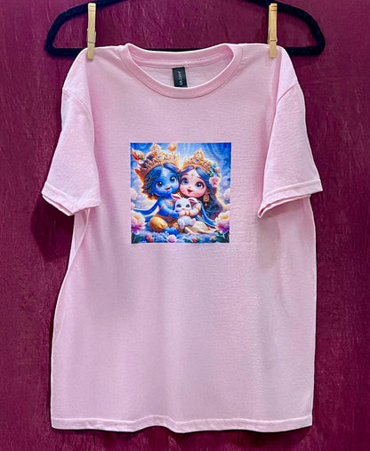 Kids T-Shirt Adorable Custom Radha-Krishna Devotional Gift - Size Medium