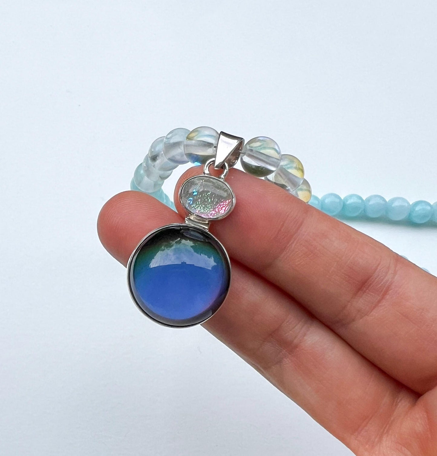 Mirage Mood Necklace Sterling Silver Pendant | Handmade Gemstone Blessing Jewelry Gift