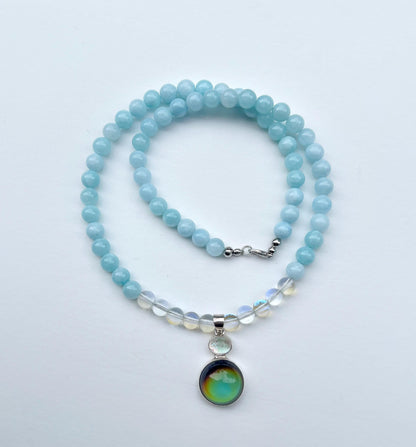 Mirage Mood Necklace Sterling Silver Pendant | Handmade Gemstone Blessing Jewelry Gift