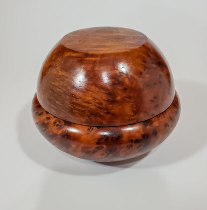 Vintage Thuya Burl Wood Round Trinket Collectible Box | Moroccan Handmade Keepsake