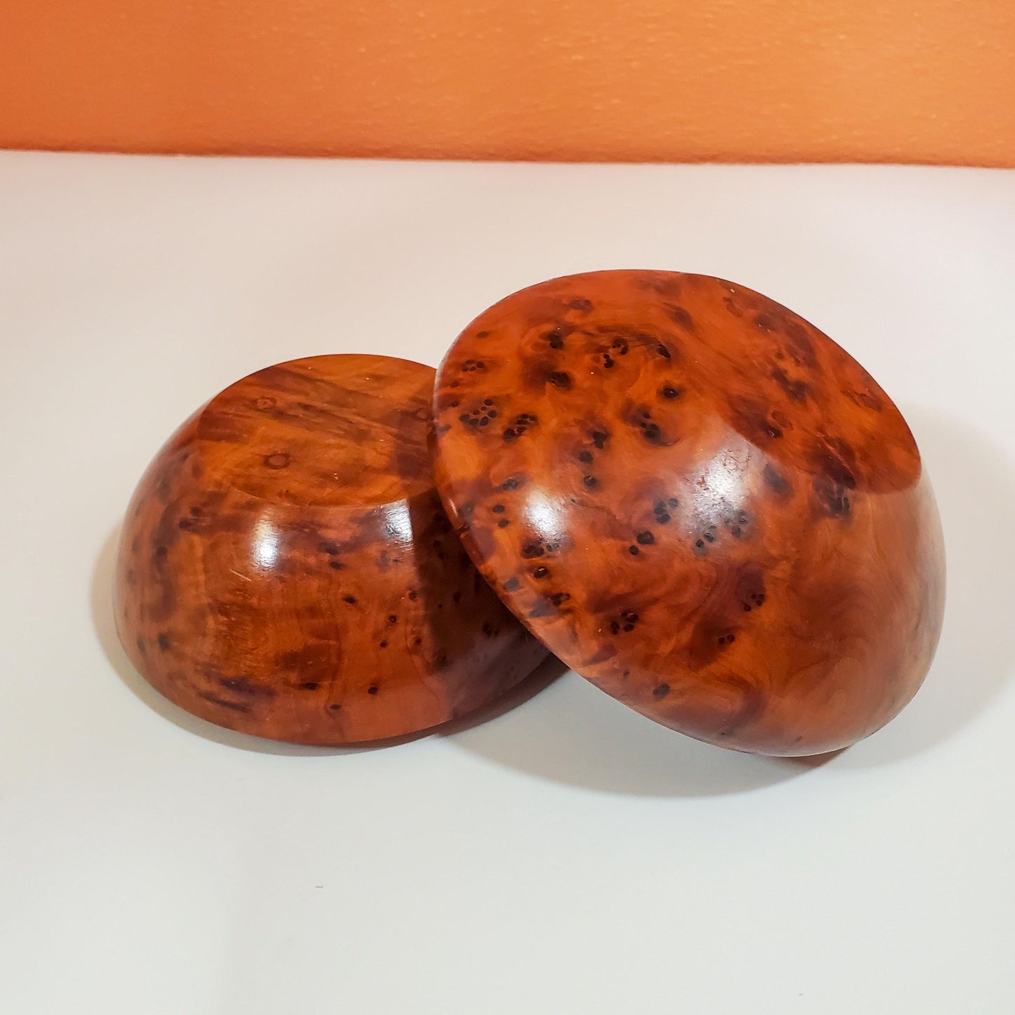 Vintage Thuya Burl Wood Round Trinket Collectible Box | Moroccan Handmade Keepsake