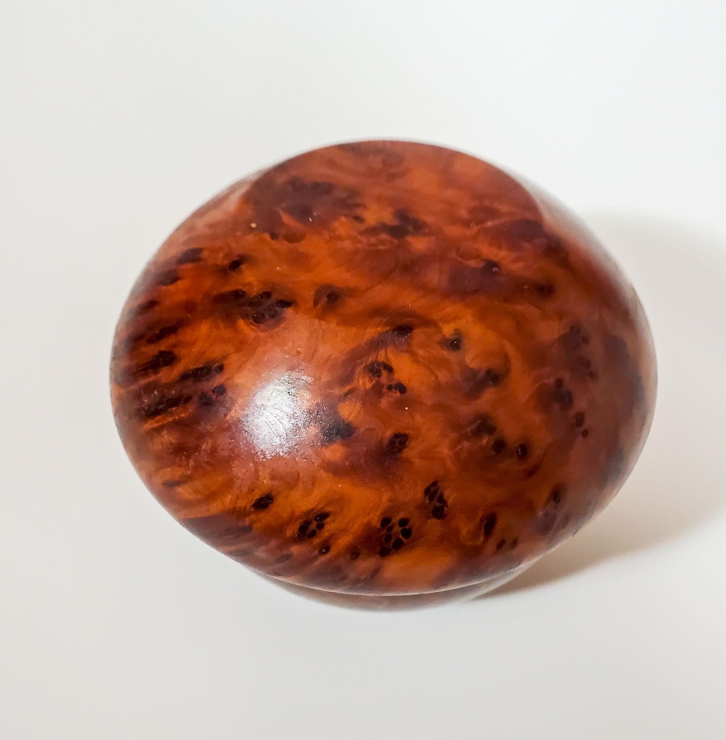 Vintage Thuya Burl Wood Round Trinket Collectible Box | Moroccan Handmade Keepsake