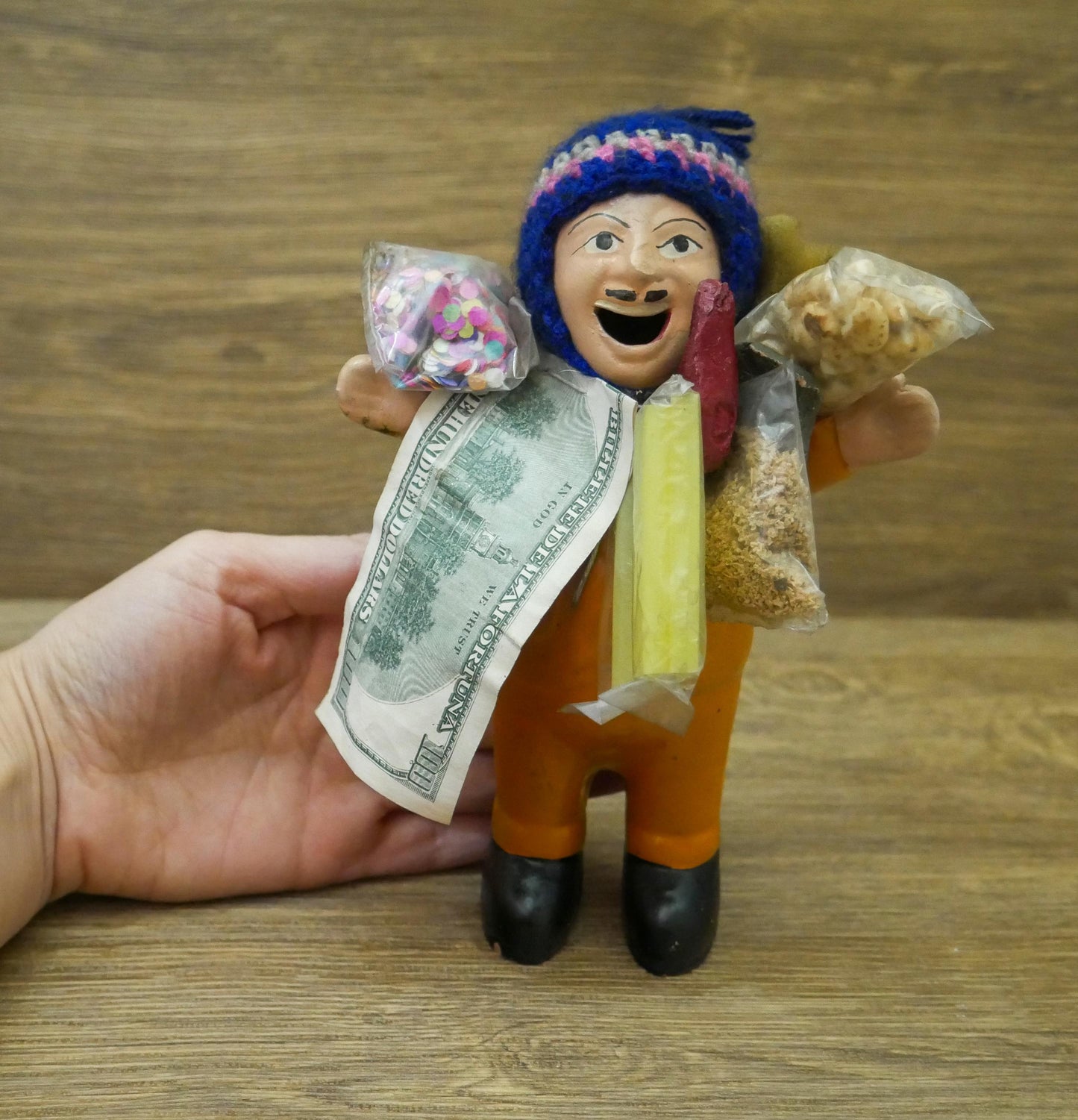 Vintage Handmade Ekeko Doll | God of Abundance Prosperity Good Luck Figurine - 7.5" Tall