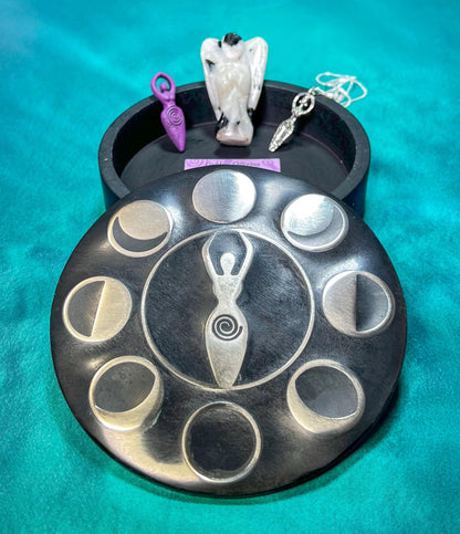 Spiral Goddess Gift Set | Jewelry Trinket Box | Quartz Angel | Goddess Necklace | Mini Deity