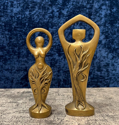 Spiral Lord and Spiral Goddess Cold Cast Bronze Vintage Statue Set - 7.5" Tall