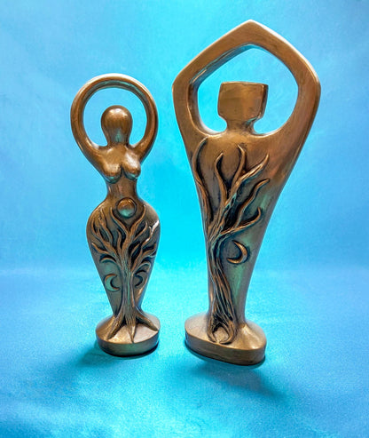 Spiral Lord and Spiral Goddess Cold Cast Bronze Vintage Statue Set - 7.5" Tall