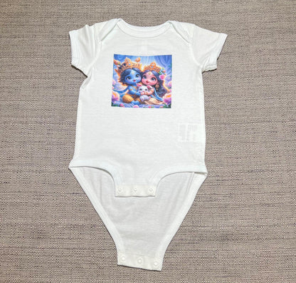 Sri Radha Krishna Baby Bodysuit | Custom Devotional Coming Home Outfit Gift