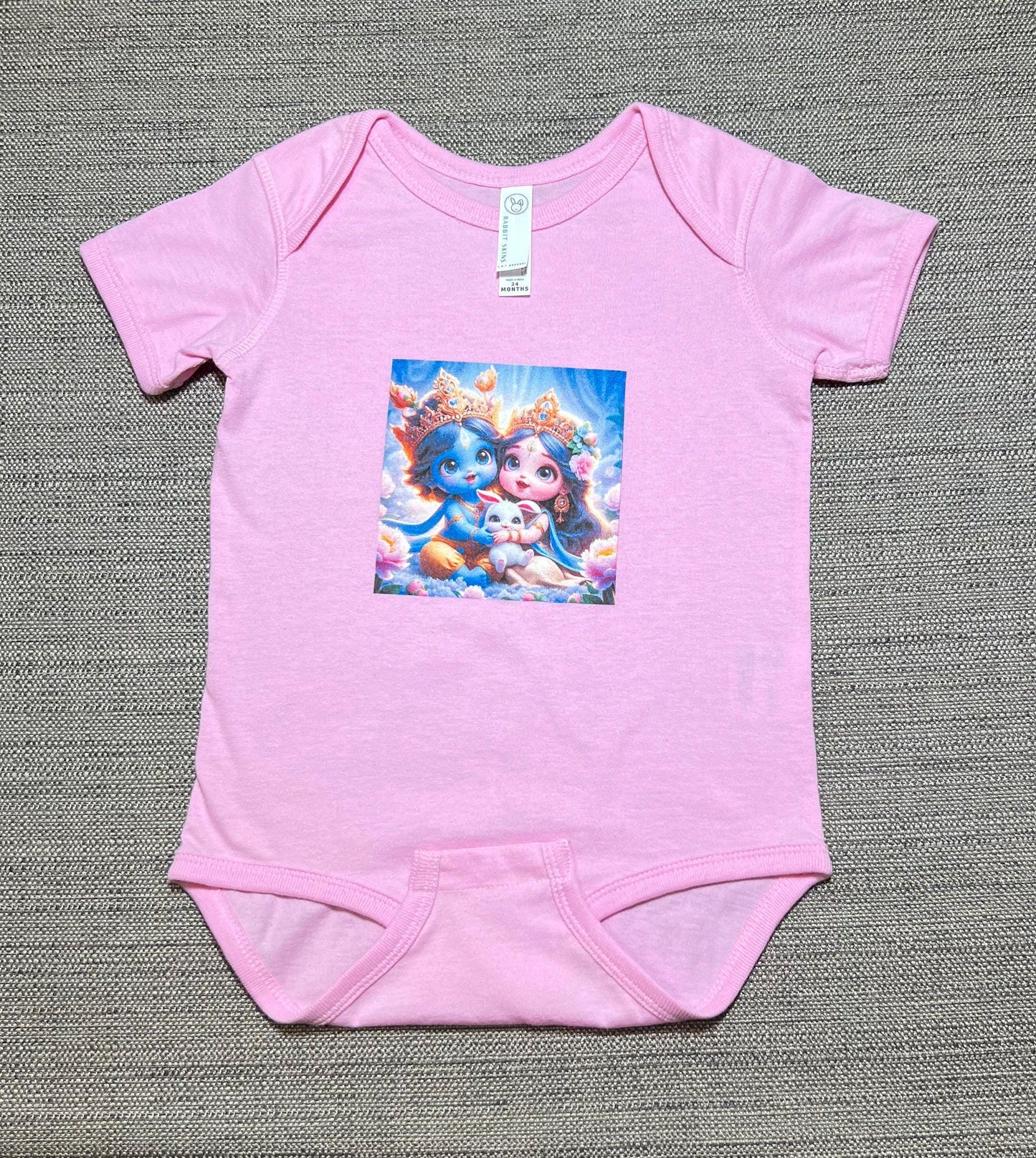 Sri Radha Krishna Baby Bodysuit | Custom Devotional Coming Home Outfit Gift