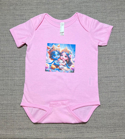 Sri Radha Krishna Baby Bodysuit | Custom Devotional Coming Home Outfit Gift
