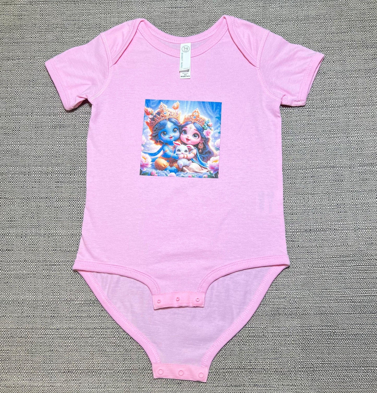 Sri Radha Krishna Baby Bodysuit | Custom Devotional Coming Home Outfit Gift