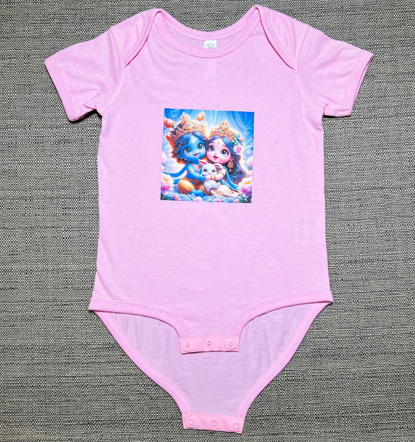 Sri Radha Krishna Baby Bodysuit | Custom Devotional Coming Home Outfit Gift
