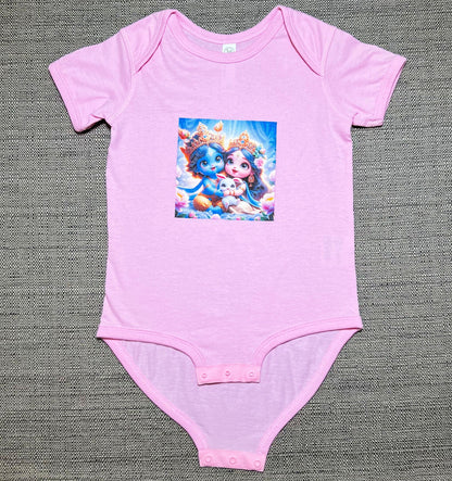 Sri Radha Krishna Baby Bodysuit | Custom Devotional Coming Home Outfit Gift