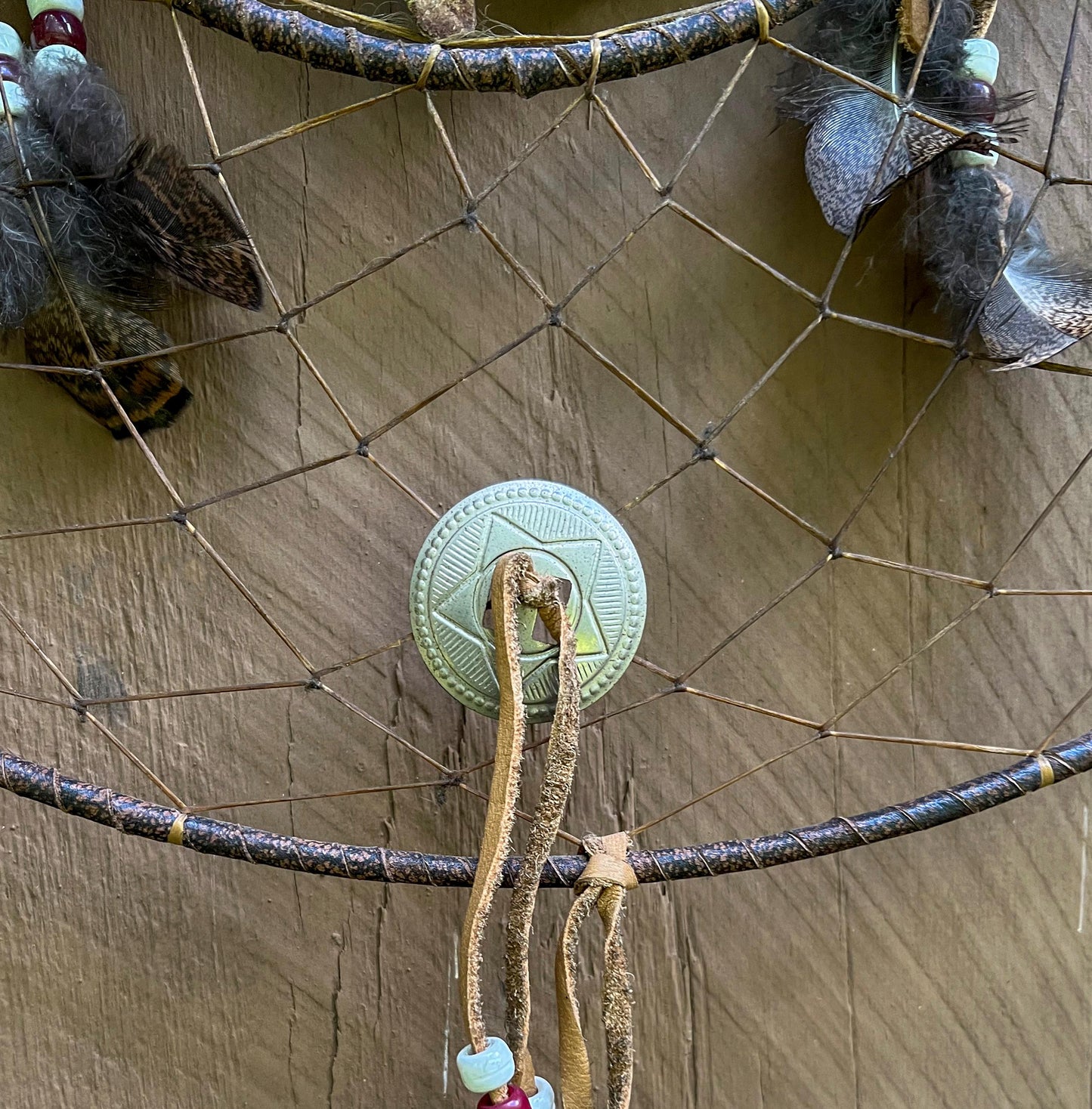 Vintage Rare Deer Jawbone Dreamcatcher with Leather Medicine Pouch Concho Arrowhead