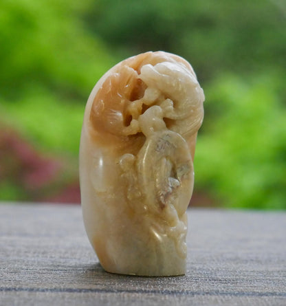 Vintage Chinese Carved Dragons Sculpture | Scholar’s Stone Carving | Asian Art Collectible