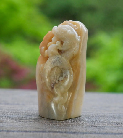 Vintage Chinese Carved Dragons Sculpture | Scholar’s Stone Carving | Asian Art Collectible