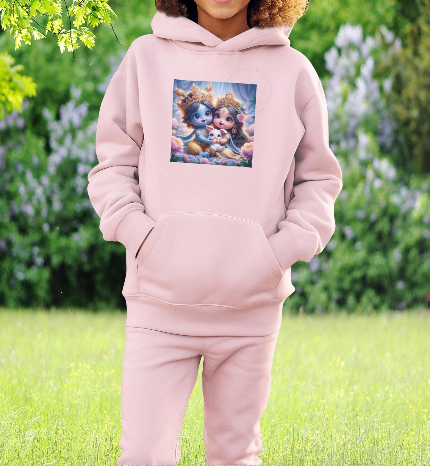 Radha Krishna Kids Hoodie | Hindu Unisex Youth Sweatshirt | Janmashtami Gift - Medium