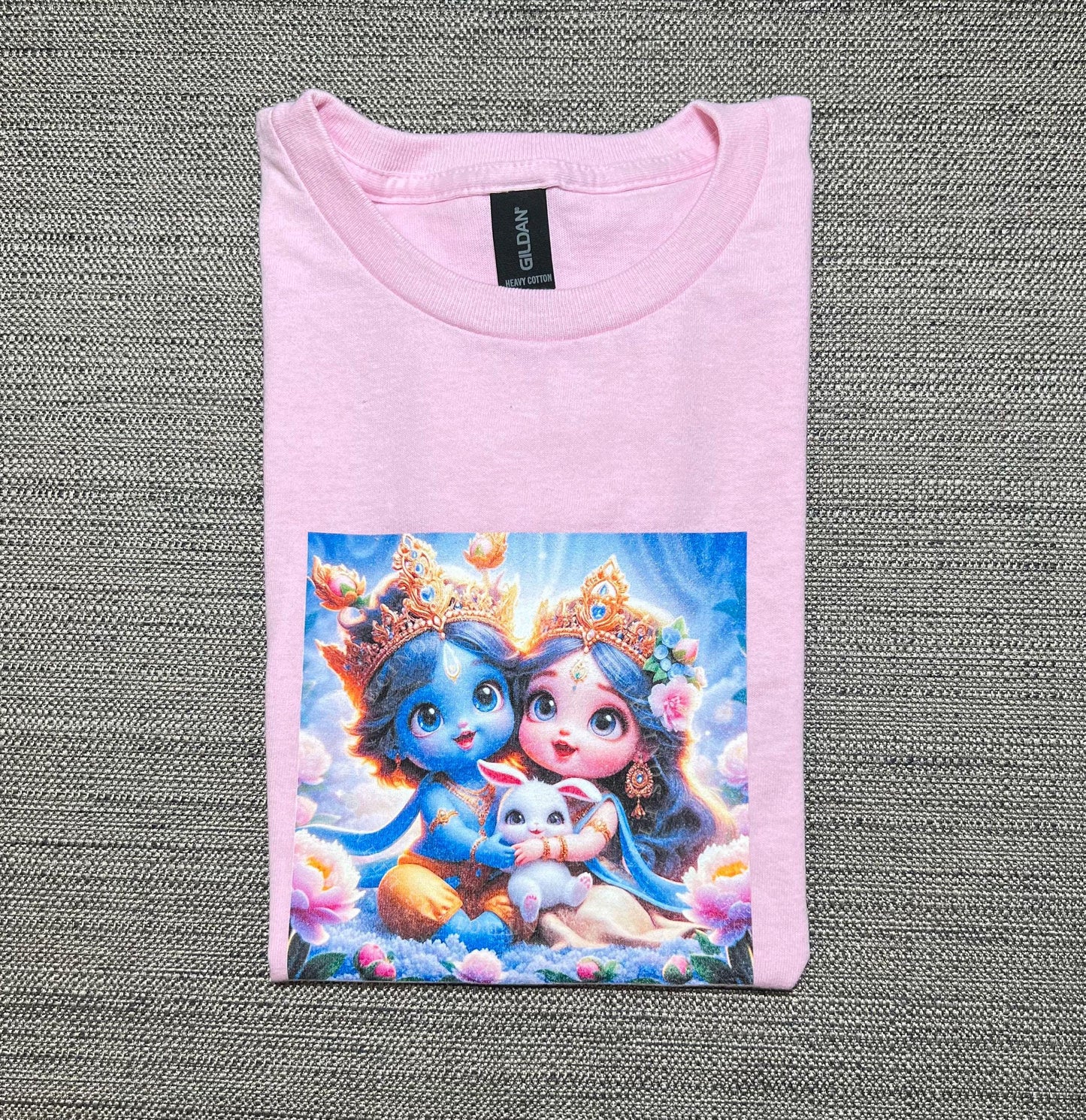 Kids T-Shirt Adorable Custom Radha-Krishna Devotional Gift - Size Medium