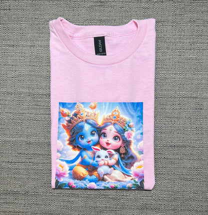 Kids T-Shirt Adorable Custom Radha-Krishna Devotional Gift - Size Medium